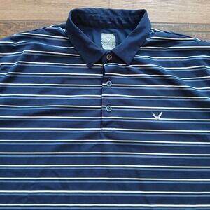 Callaway Opti-Dri Polo Mens Extra large Blue‎ Striped Golf Performance Stretch